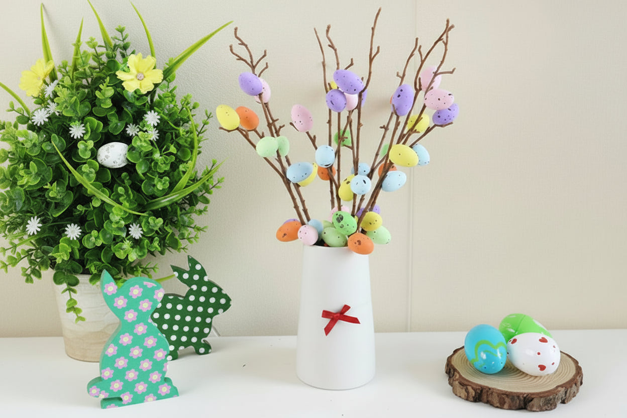 Branche Décorative Œufs de Pâques Colorés | Décoration Table Maison Printemps | Production limité