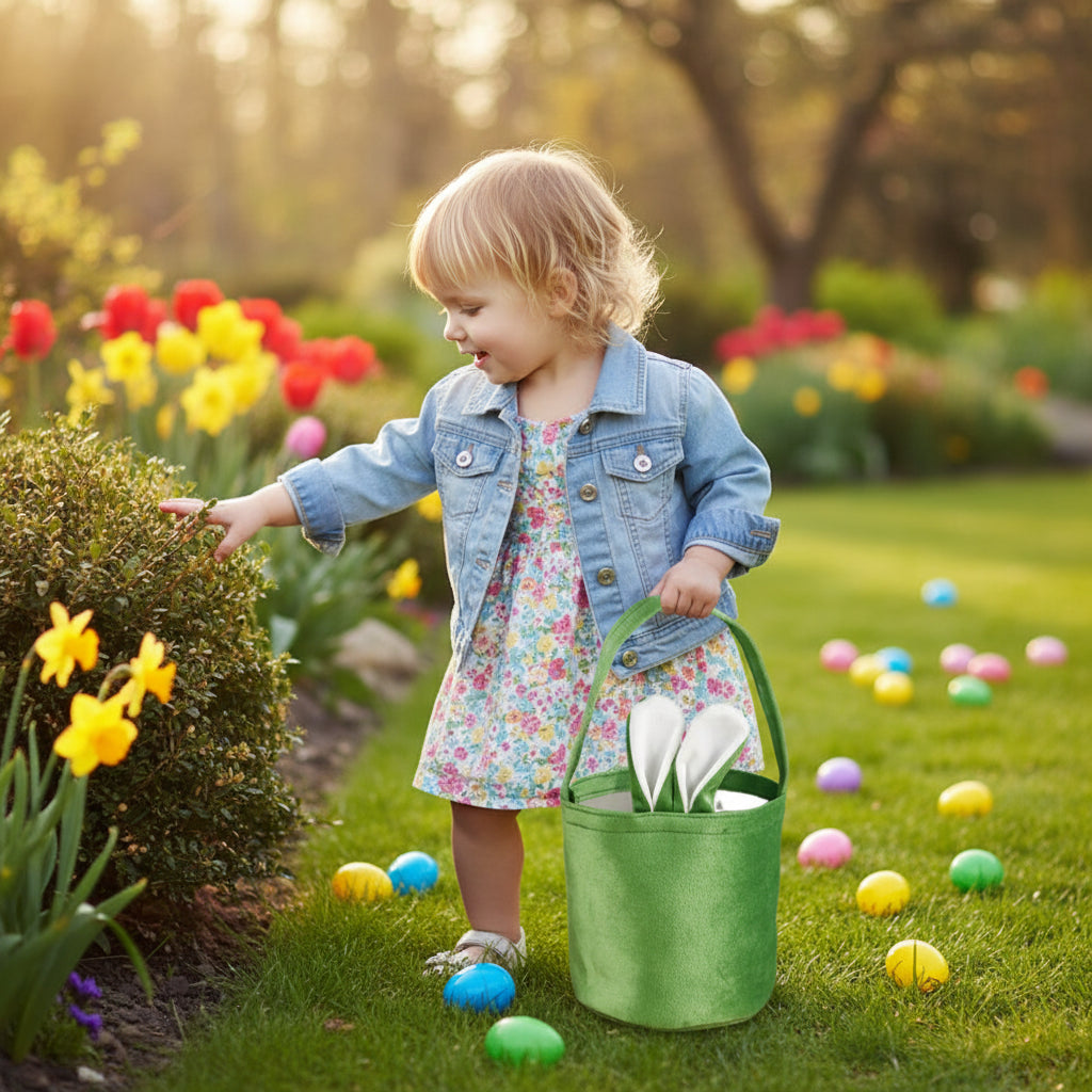 Panier de Pâques Oreilles Lapin | Sac Chasse aux Œufs pour Enfants | Fête de Pâques